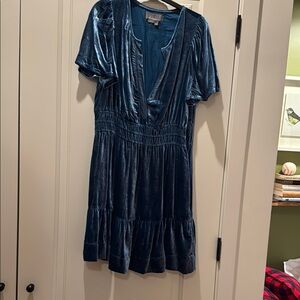 Elegant Blue Velvet Dress